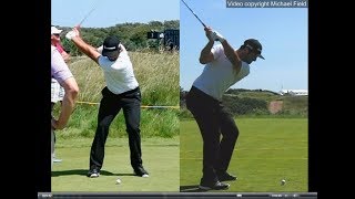 Jon Rahm golf swing  Long Iron faceon amp downtheline July 2017 [upl. by Sajovich]