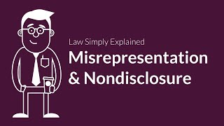 Misrepresentation and Nondisclosure  Contracts  Defenses amp Excuses [upl. by Naor699]