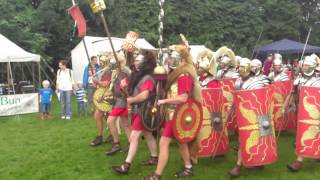 Roman Reenactment at the Amphitheatre in Caerleon Marching In [upl. by Demott]