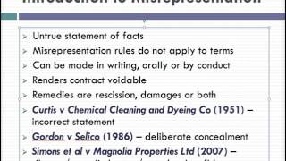 Misrepresentation Lecture 1 of 4 [upl. by Cecilla]